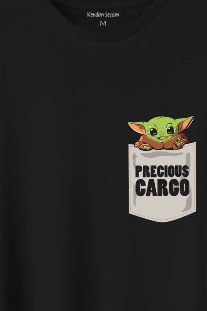 The Mandalorian Bebek Yoda Cep Tasarımı Baskılı Tişört Unisex T-Shirt - 2