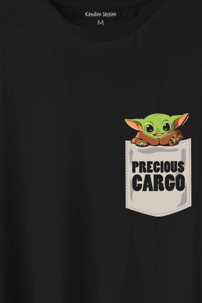 The Mandalorian Bebek Yoda Cep Tasarımı Baskılı Tişört Unisex T-Shirt (1)
