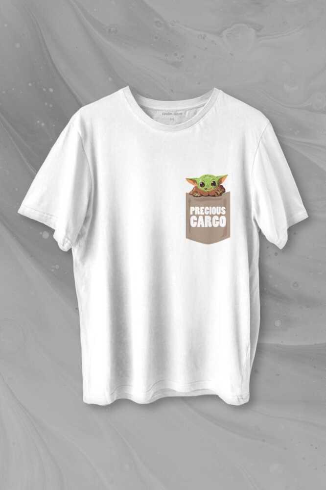 The Mandalorian Bebek Yoda Cep Tasarımı Baskılı Tişört Unisex T-shirt - 1