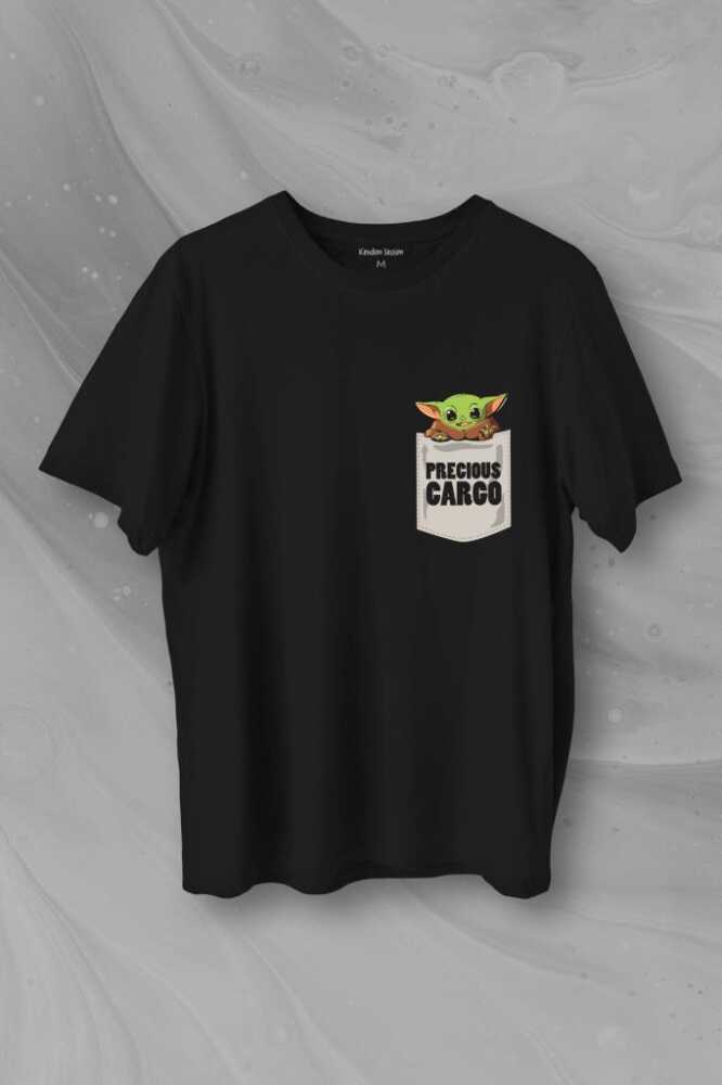 The Mandalorian Bebek Yoda Cep Tasarımı Baskılı Tişört Unisex T-Shirt - 1
