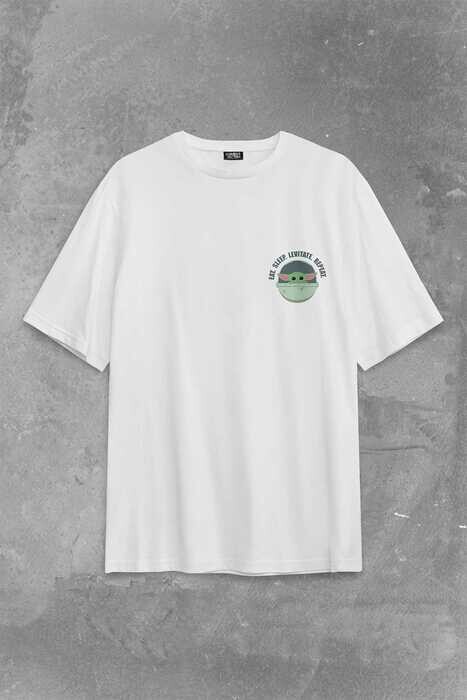 The Mandalorian Bebek Yoda Cep Tasarımı Star Wars Sırt Ön Baskılı Oversize Tişört Unisex T-Shirt - 2