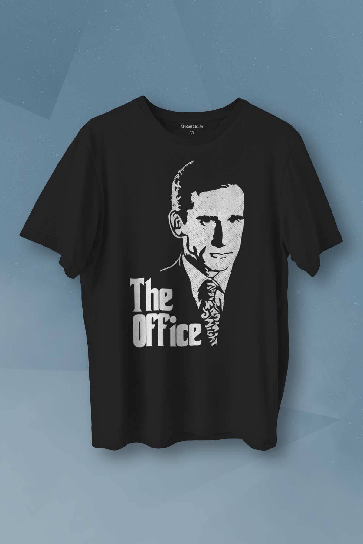 The Office Michael Scott Godfather Dunder Mifflin Baskılı Siyah T-shirt Unisex Tişört - 1