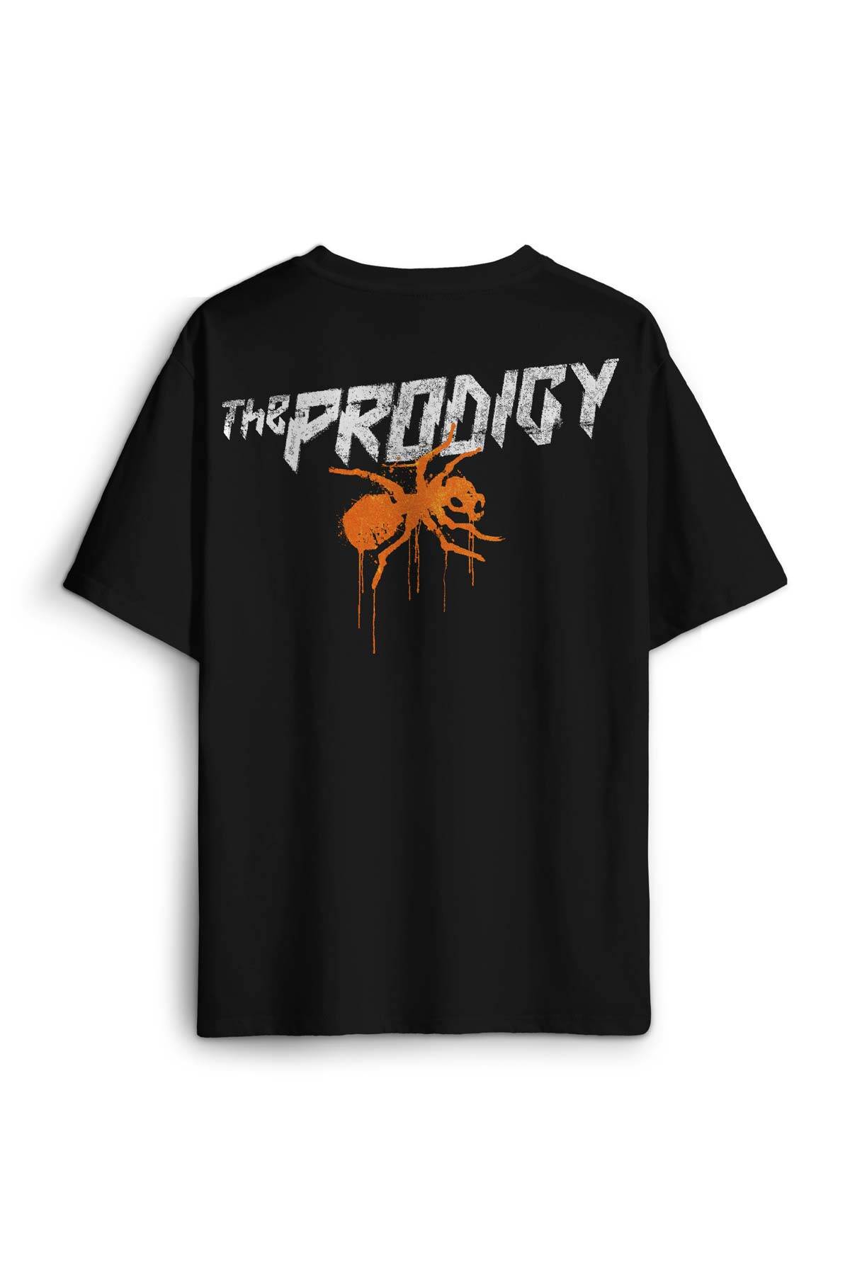 The Prodigy Electronic Dance Music Flint Müzik Karınca Logo Sırt Baskılı Oversize Tişört Unisex T-Shirt
