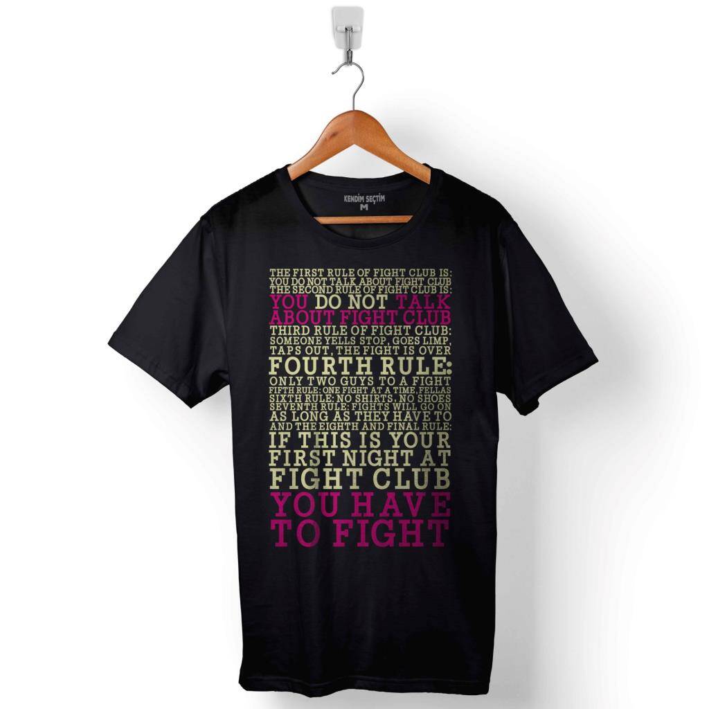 The Rules Of Fight Club Dövüş Kulübü Kuralları Baskılı Tişört Unisex T-Shirt - 1