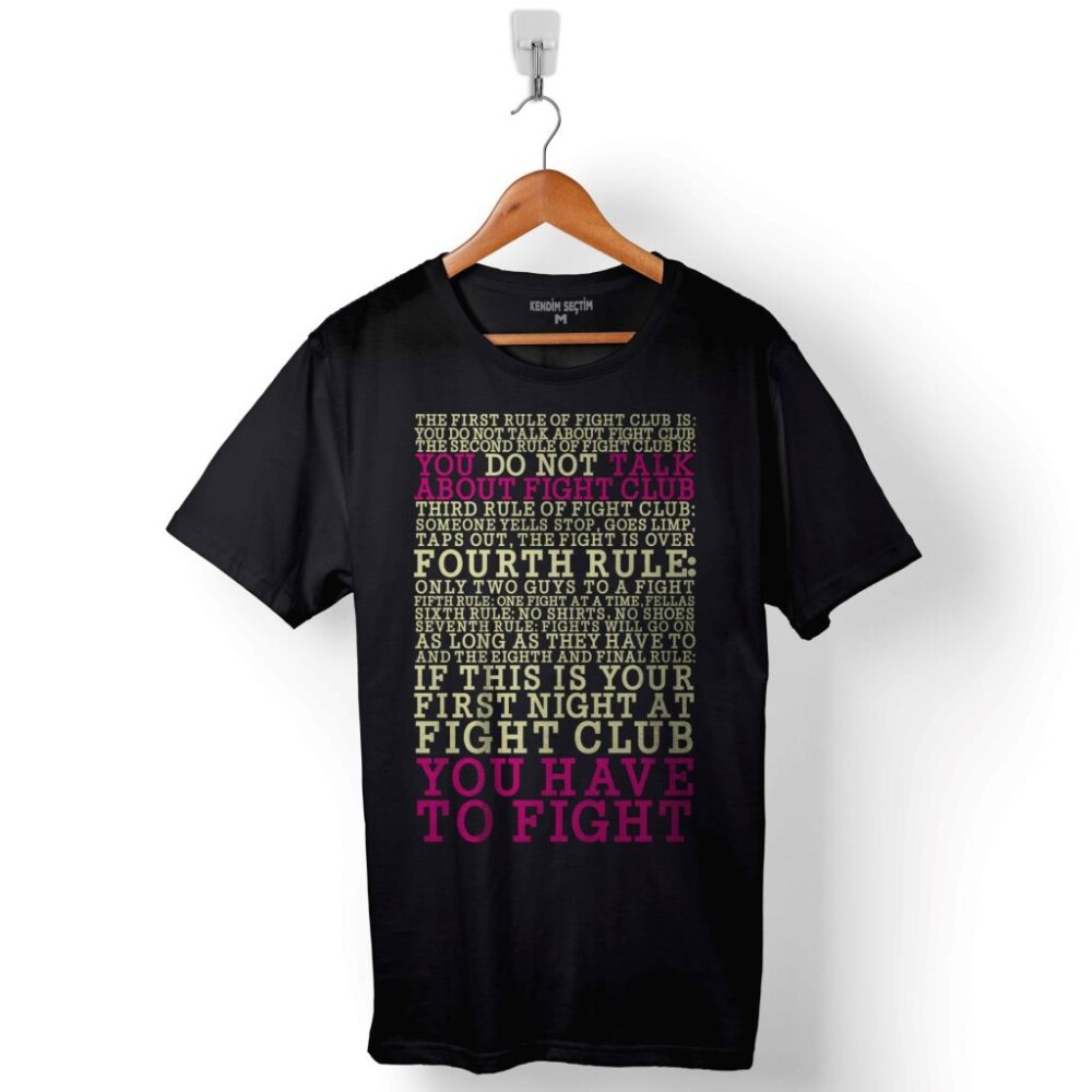 The Rules Of Fight Club Dövüş Kulübü Kuralları Baskılı Tişört Unisex T-Shirt - KENDİM SEÇTİM