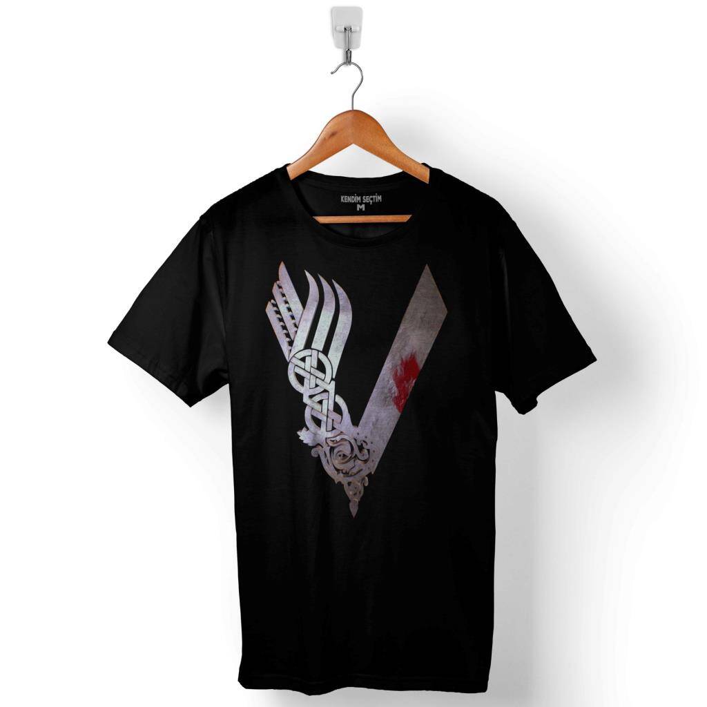 The Vikings Vikingler Logo Ragnar Lothbrok Baskılı Tişört Unisex T-Shirt - 1