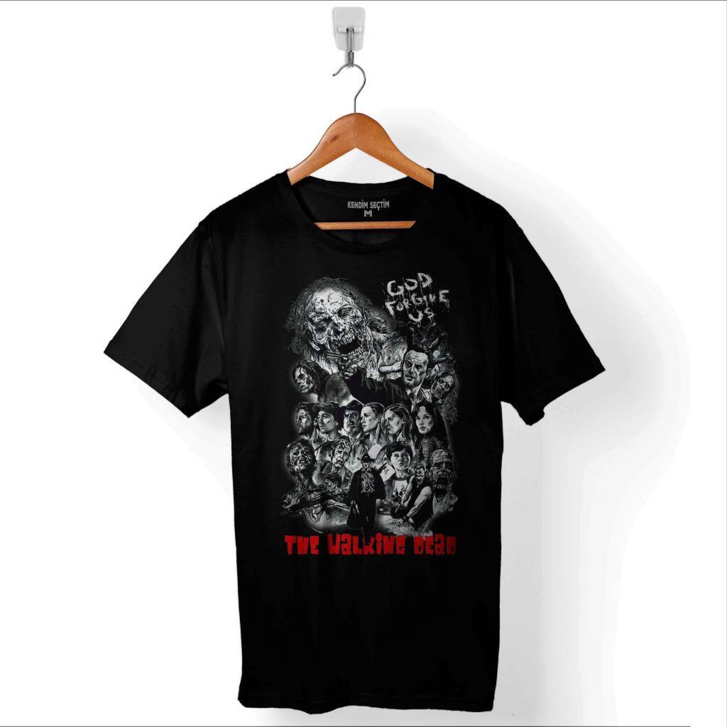 The Walking Dead Yürüyen Ölüler God ForGive Us Baskılı Tişört Unisex T-Shirt - 1