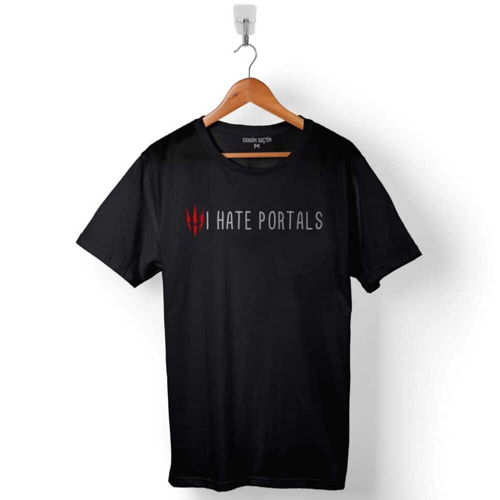 The Witcher 3 Iıı Logo Wild Hunt I Hate Portals Baskılı Tişört Unisex T-Shirt