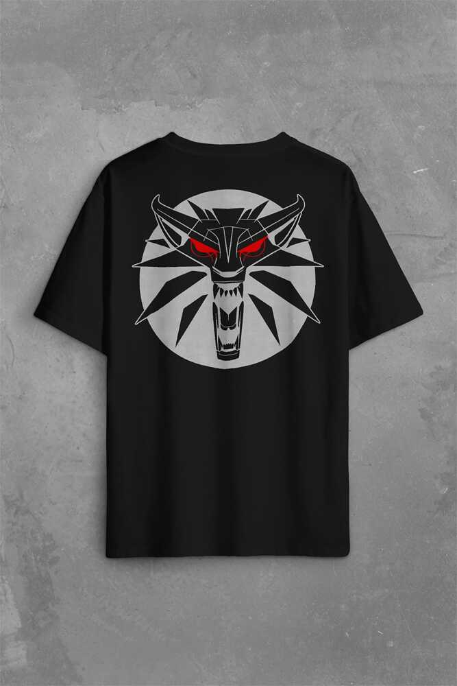 The Witcher Avatar Wild Hunt Online Oyun Wolf Sırt Ön Baskılı Oversize Tişört Unisex T-Shirt OVR12S1680 (1)