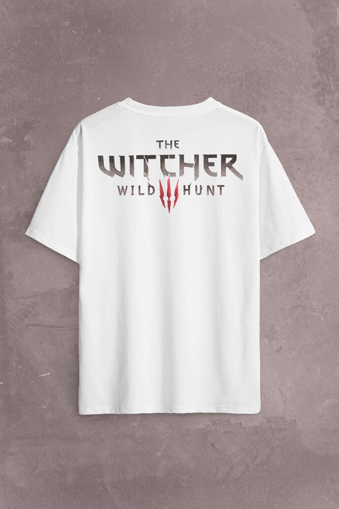 The Witcher Avatar Wild Hunt Online Oyun Wolf Sırt Ön Baskılı Oversize Tişört Unisex T-Shirt OVR12B1678 (1)