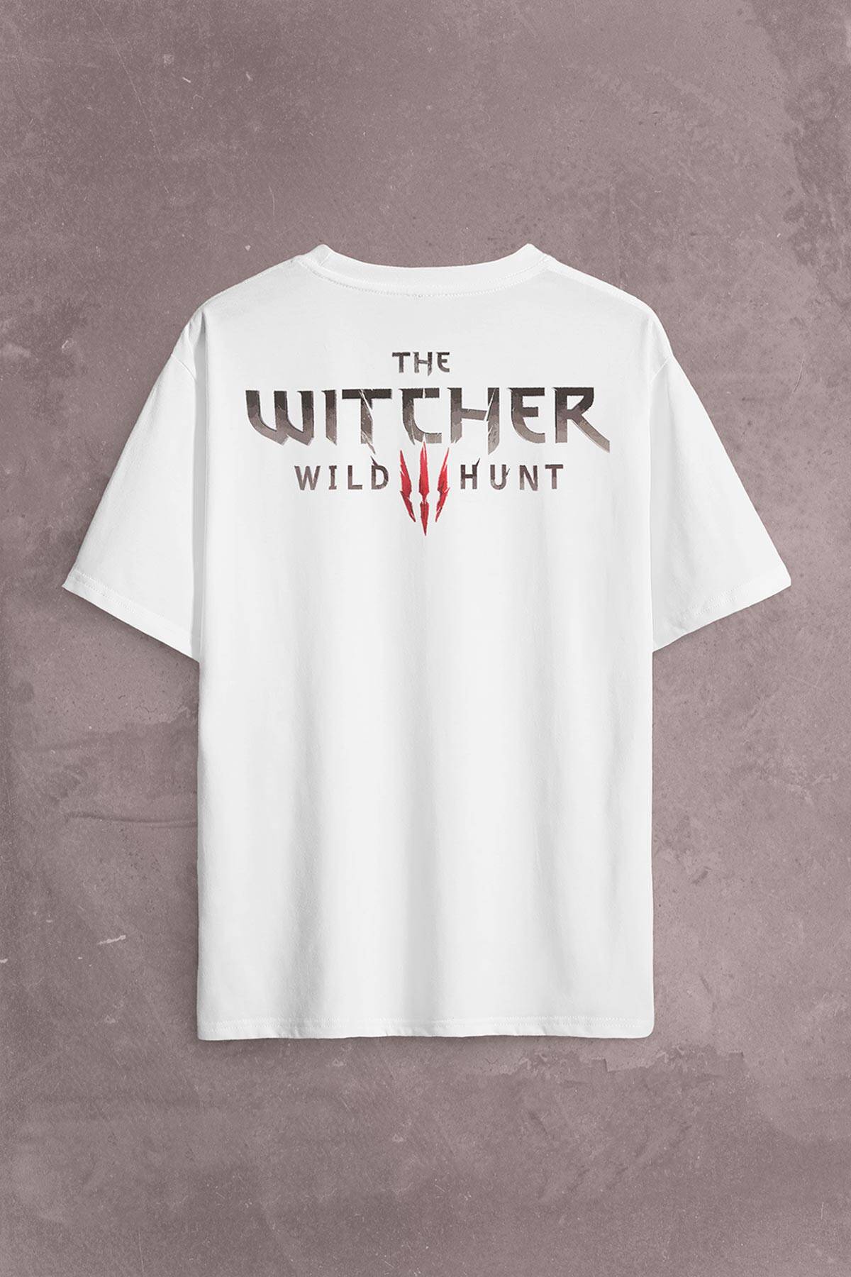 The Witcher Avatar Wild Hunt Online Oyun Wolf Sırt Ön Baskılı Oversize Tişört Unisex T-Shirt OVR12B1678 (1)