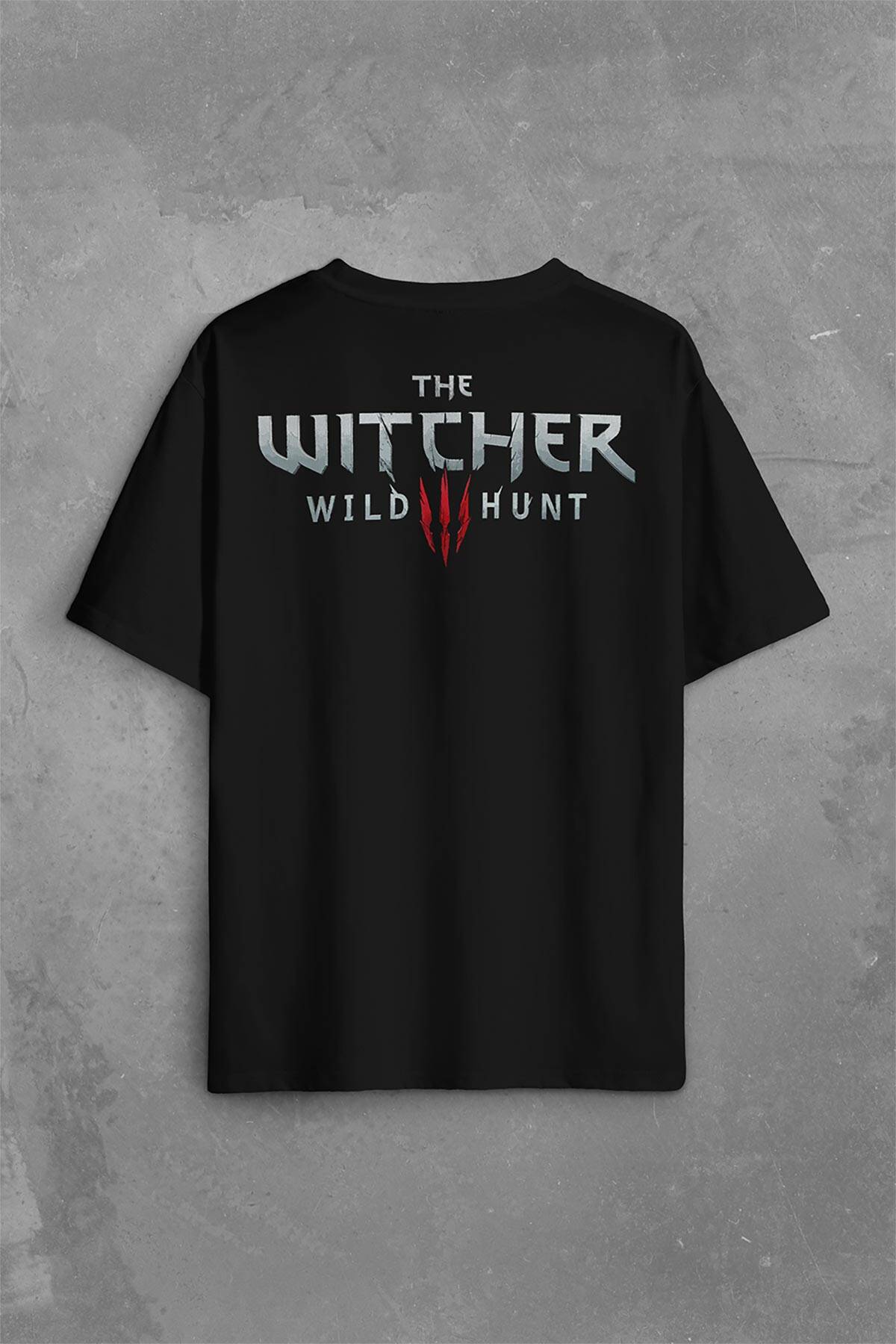 The Witcher Avatar Wild Hunt Online Oyun Wolf Sırt Ön Baskılı Oversize Tişört Unisex T-Shirt OVR12S1678 - 2