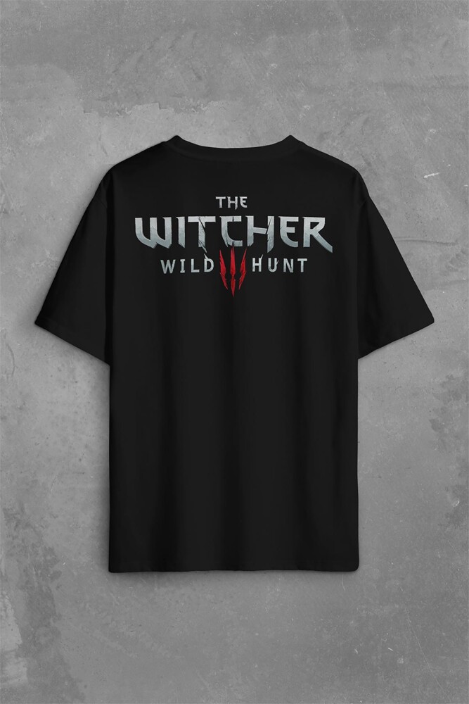 The Witcher Avatar Wild Hunt Online Oyun Wolf Sırt Ön Baskılı Oversize Tişört Unisex T-Shirt OVR12S1678 (1)