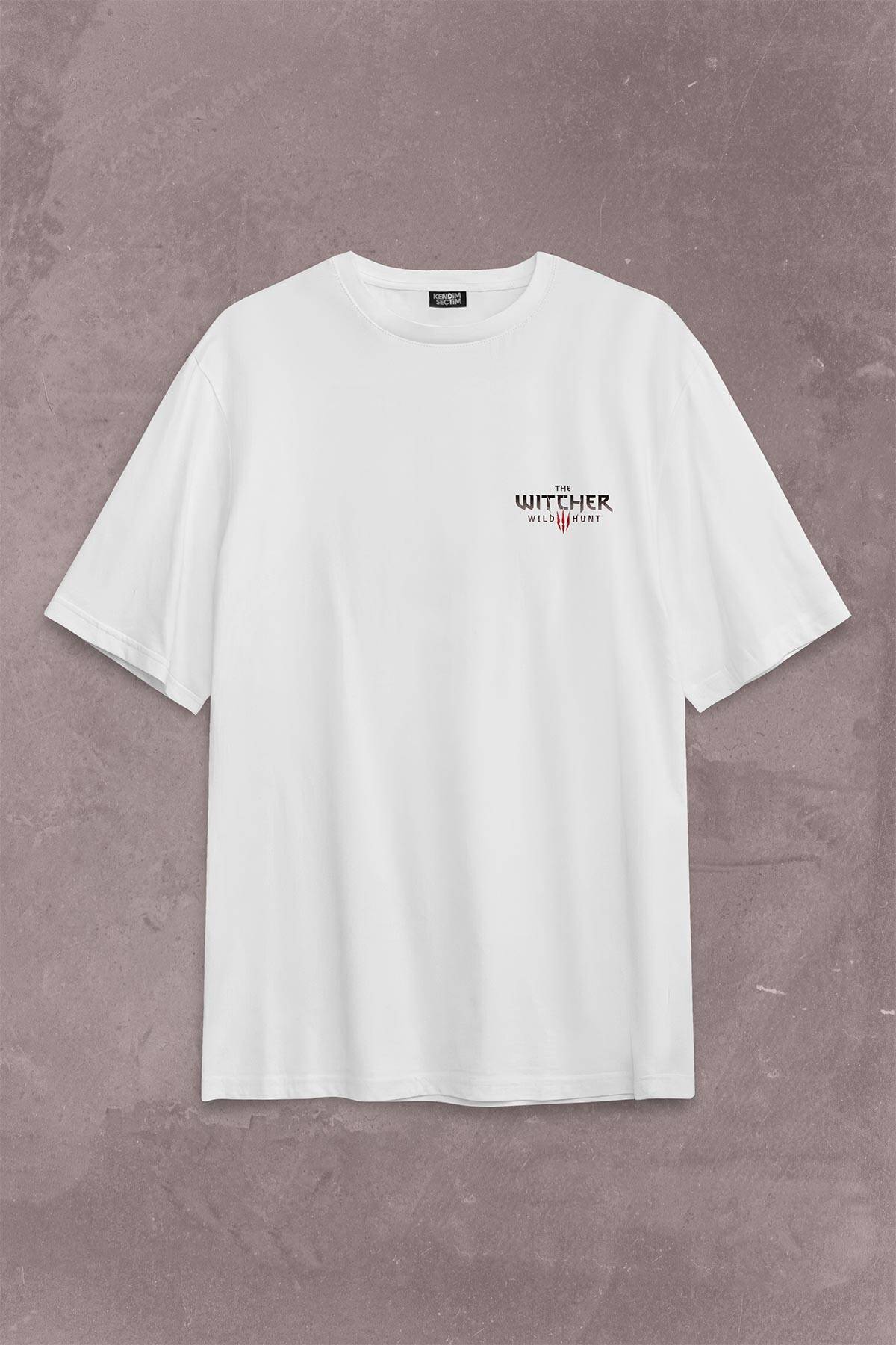 The Witcher Avatar Wild Hunt Online Oyun Wolf Sırt Ön Baskılı Oversize Tişört Unisex T-Shirt OVR12B1680