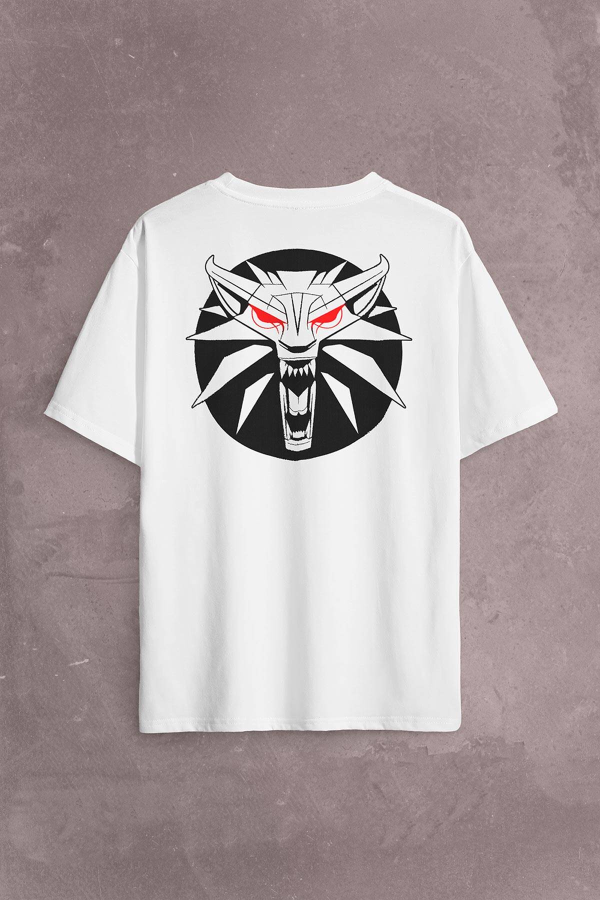 The Witcher Avatar Wild Hunt Online Oyun Wolf Sırt Ön Baskılı Oversize Tişört Unisex T-Shirt OVR12B1680 (1)