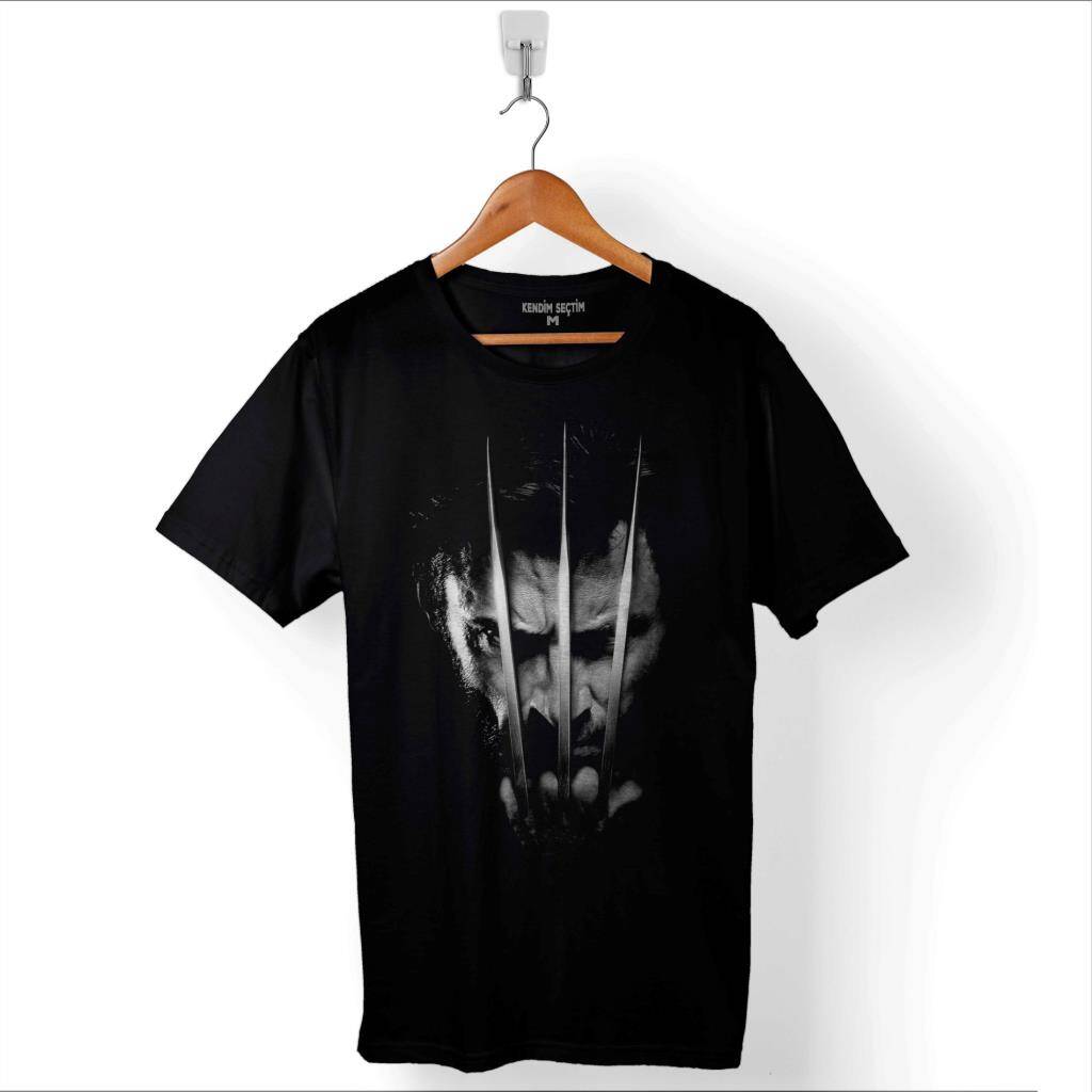 The Wolverine Hugh Jackman Logo Marvel Baskılı Tişört Unisex T-Shirt - 1