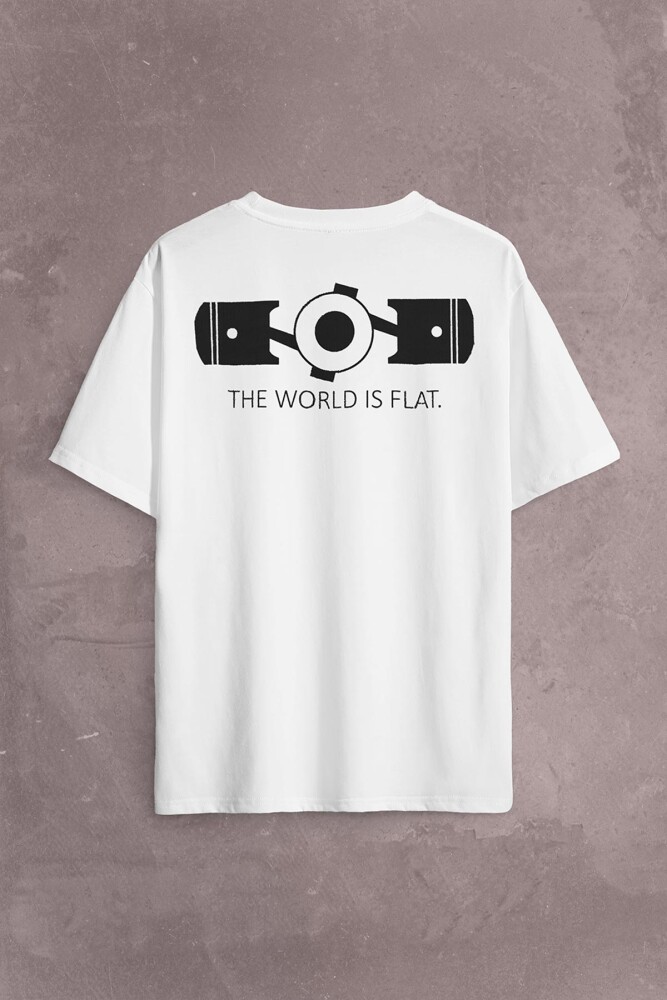 The World Is Flat Dünya Düzdür Speed Track Race Sırt Ön Baskılı Oversize Tişört Unisex T-Shirt - 2