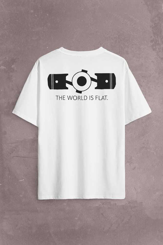 The World Is Flat Dünya Düzdür Speed Track Race Sırt Ön Baskılı Oversize Tişört Unisex T-Shirt (1)