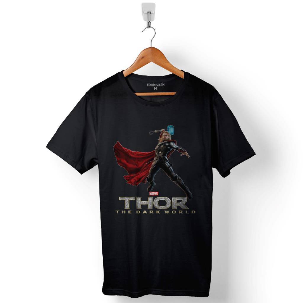 Thor Avengers Marvel Logo Baskılı Tişört Unisex T-Shirt - 1