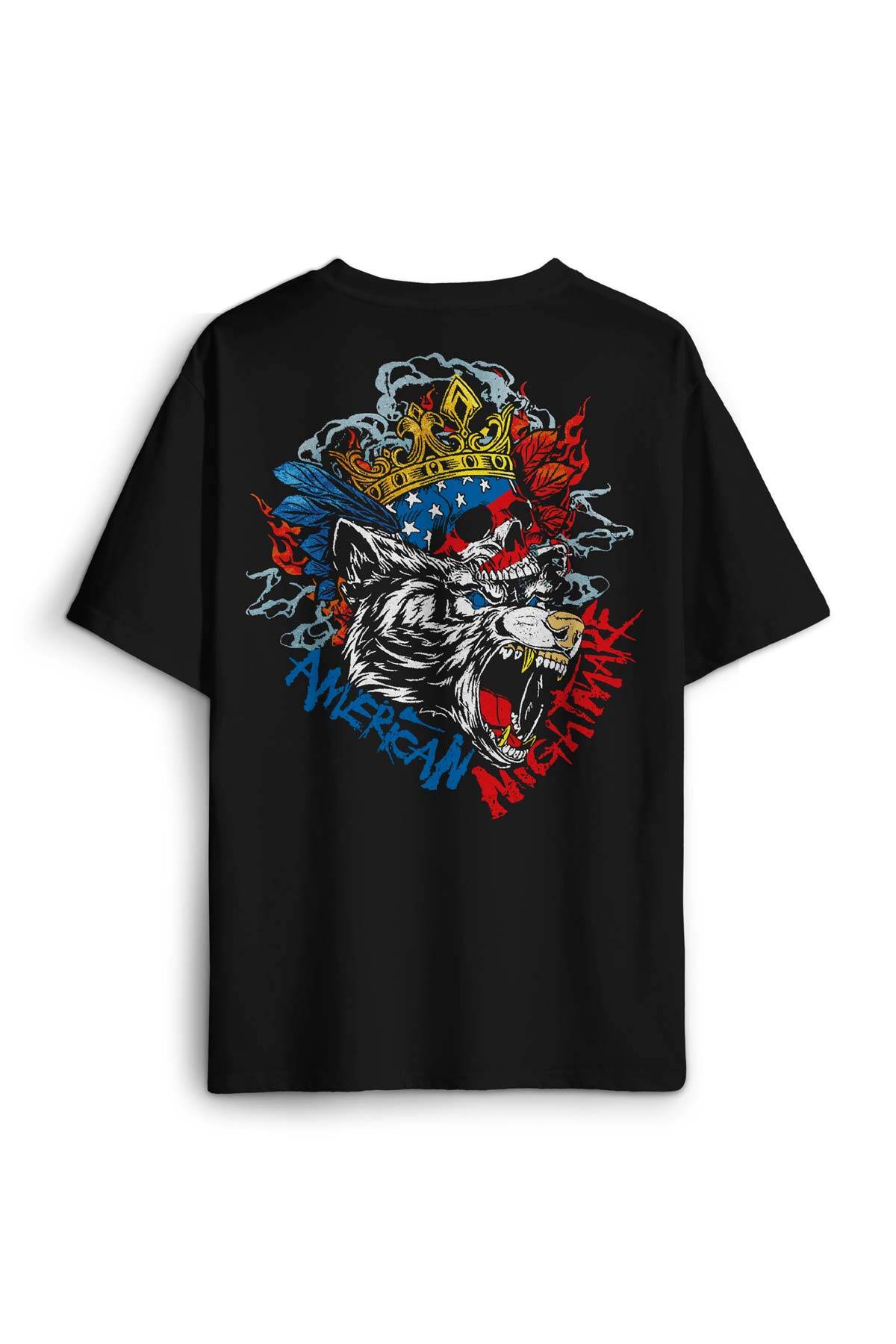 Tiger American Nightmare Cody Rhodes Wwe Kaplan Güreş Fight Gym Baskılı Oversize Tişört Siyah