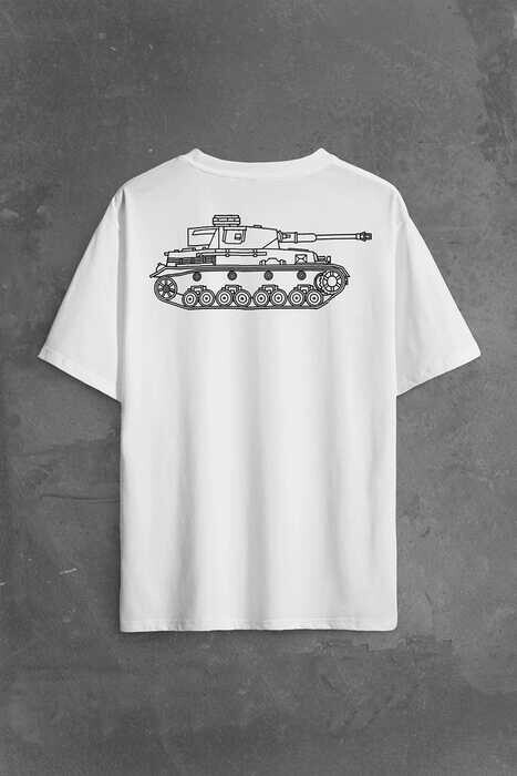 Tiger I Panzer Tank Wehrmacht Wh Wk2 Wwii War Sırt Ön Baskılı Oversize Tişört Unisex T-Shirt - 1