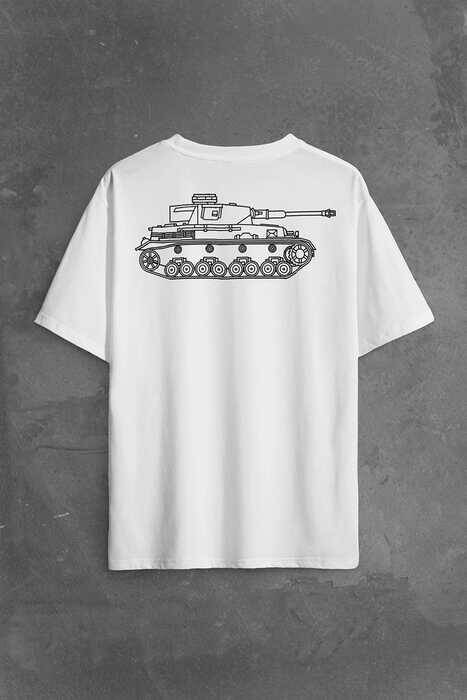 Tiger I Panzer Tank Wehrmacht Wh Wk2 Wwii War Sırt Ön Baskılı Oversize Tişört Unisex T-Shirt - 1