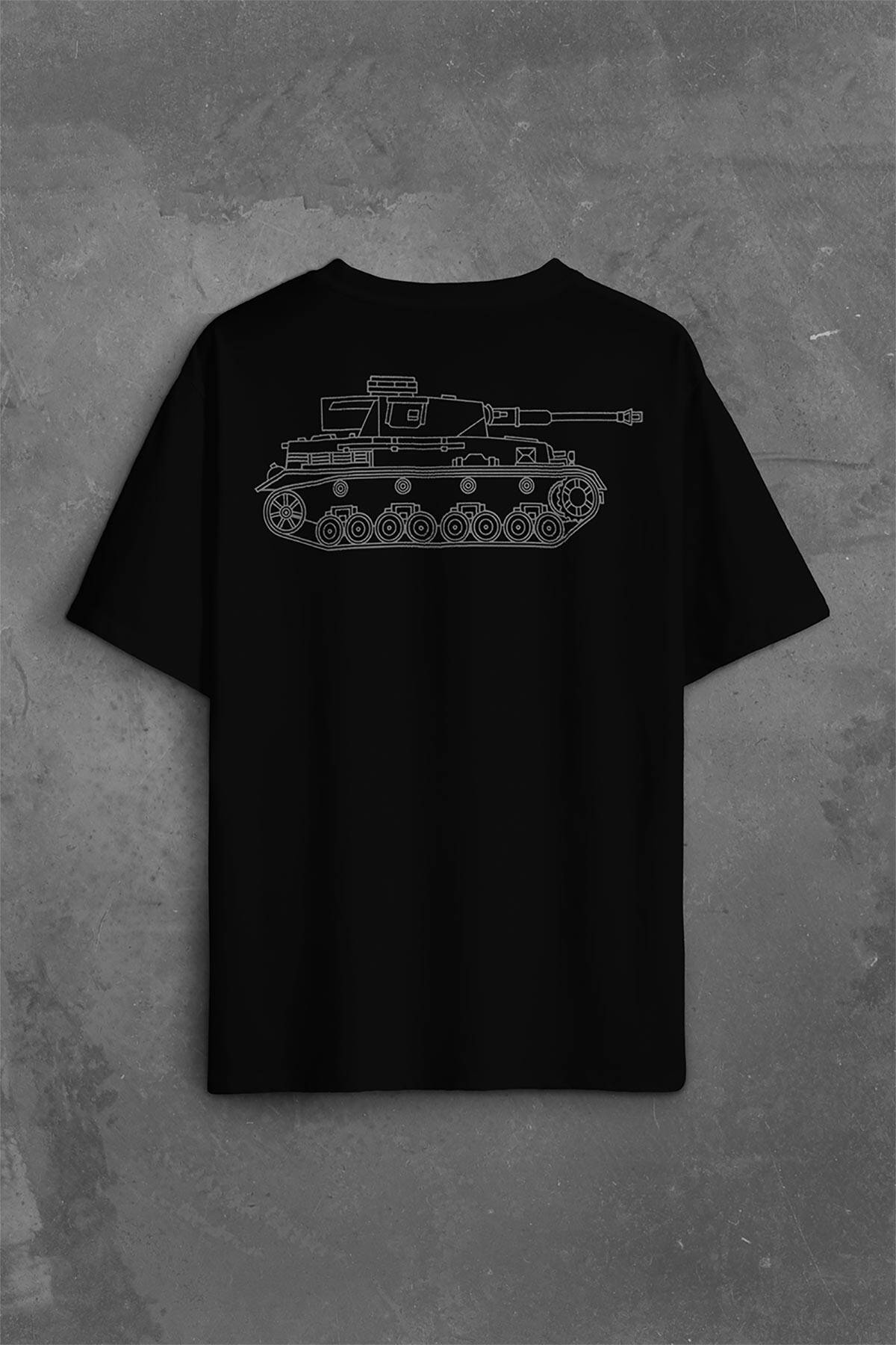 Tiger I Panzer Tank Wehrmacht Wh Wk2 Wwii War  Sırt Ön Baskılı Oversize Tişört Unisex T-Shirt (1)