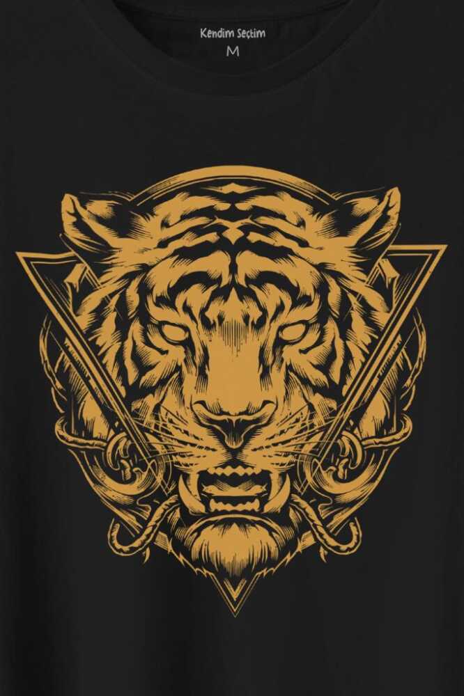 Tiger Kaplan Minimal Urban Street Wear Baskılı Tişört Unisex T-Shirt - 2