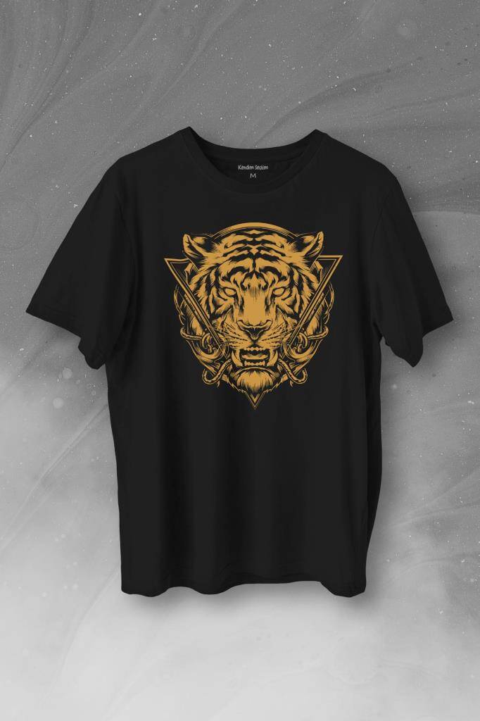 Tiger Kaplan Minimal Urban Street Wear Baskılı Tişört Unisex T-Shirt - 1