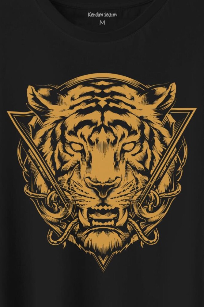 Tiger Kaplan Minimal Urban Street Wear Baskılı Tişört Unisex T-Shirt - 2
