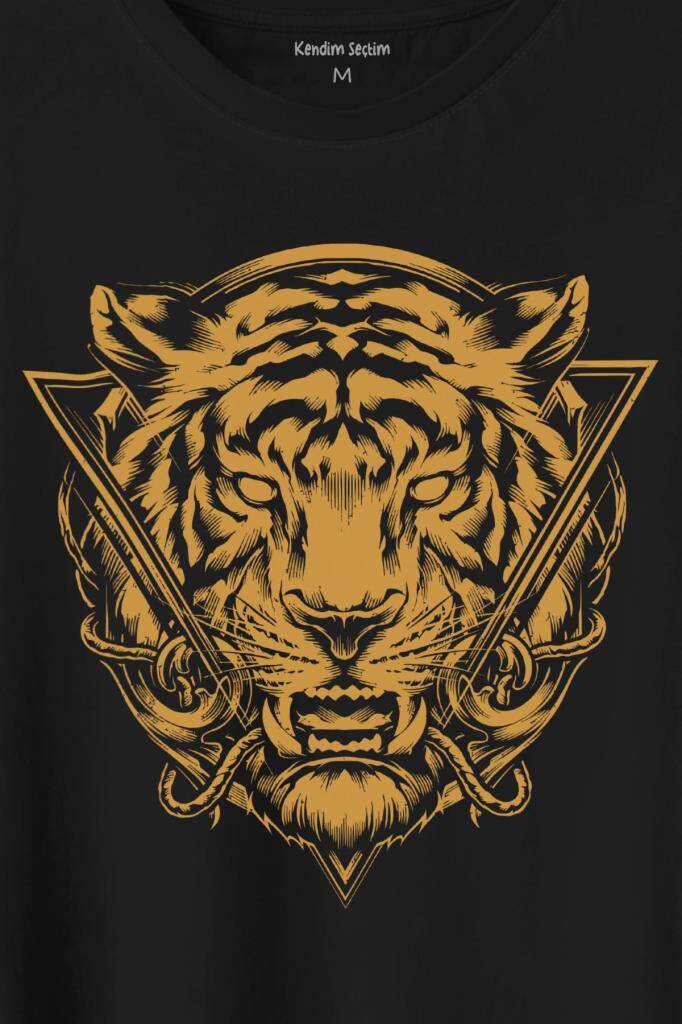 Tiger Kaplan Minimal Urban Street Wear Baskılı Tişört Unisex T-Shirt - 2