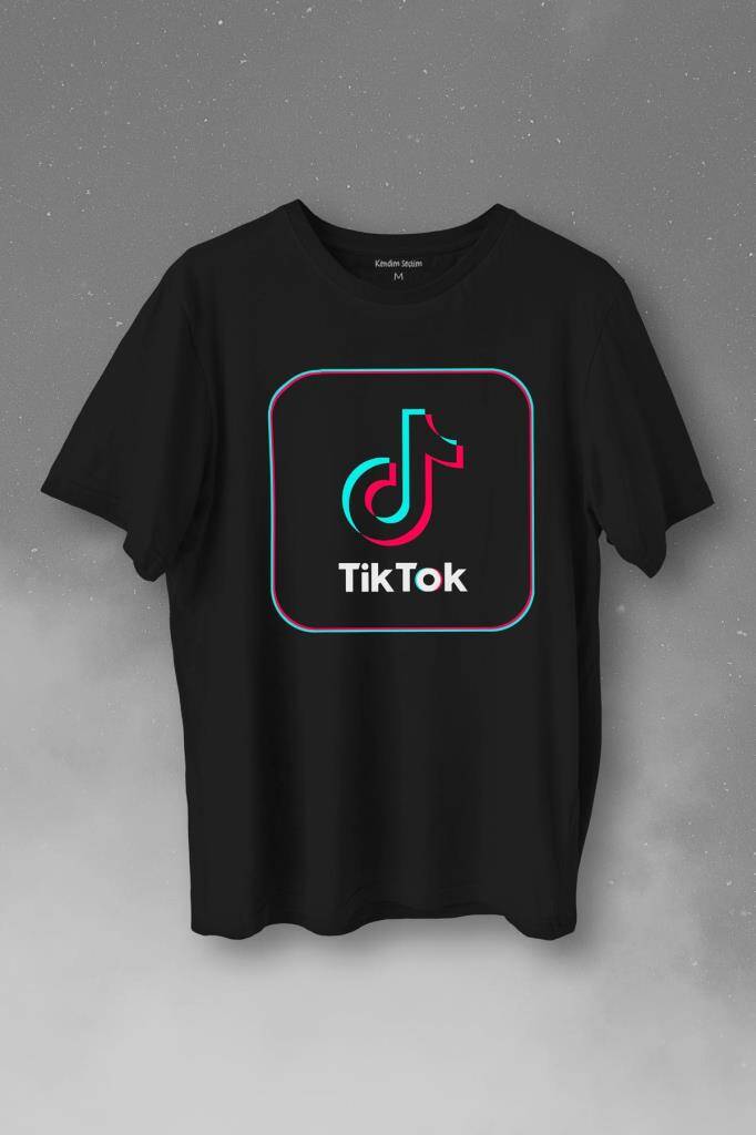 Tik Tok Logo Tiktok Music Video Baskılı Tişört Unisex T-Shirt - 1