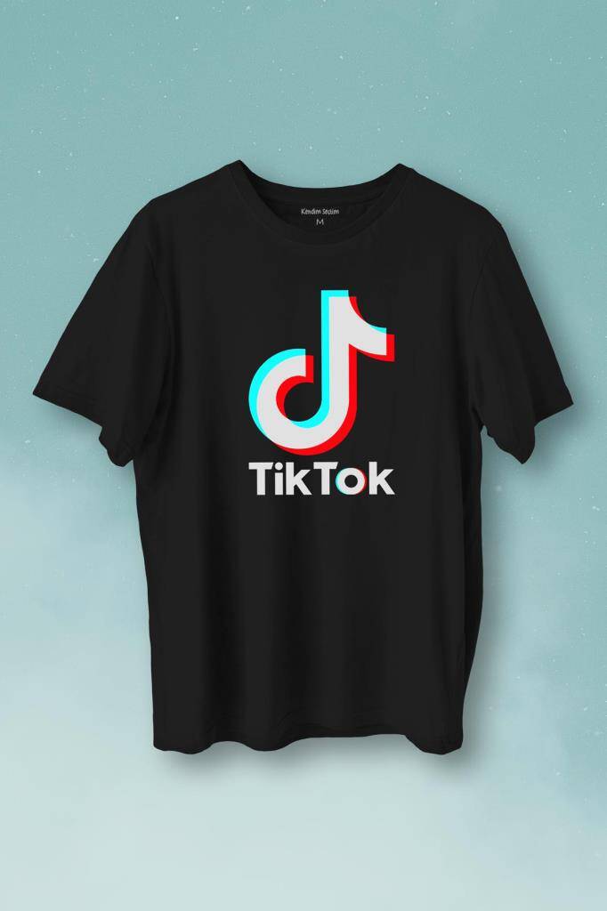 Tik Tok Logo Tiktok Music Video Baskılı Tişört Unisex T-Shirt - 1