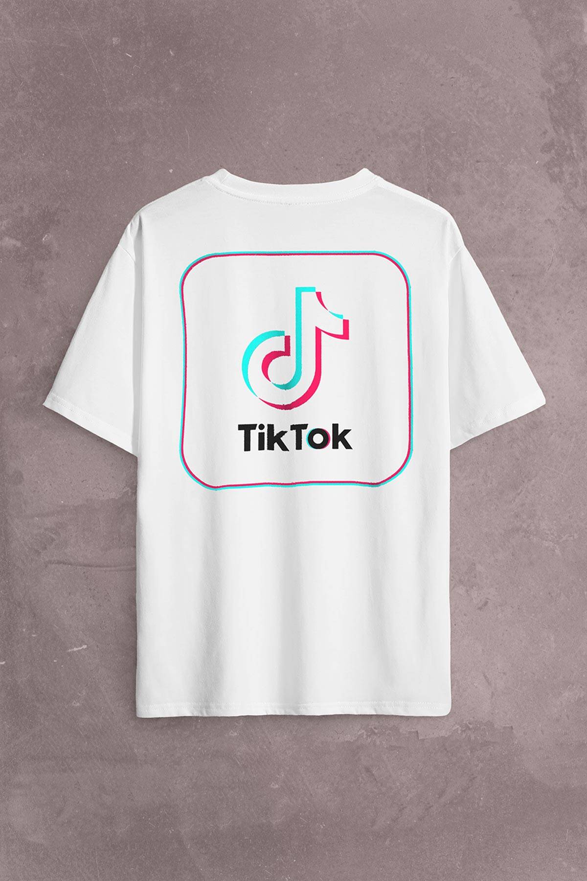 Tik Tok Logo Tiktok Music Video Sırt Ön Baskılı Oversize Tişört Unisex T-Shirt - 1