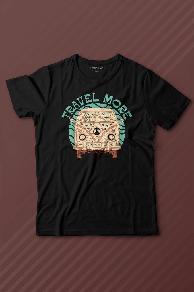 Travel More Woswos Retro Hippi 60S 70S Baskılı Tişört Çocuk T-shirt