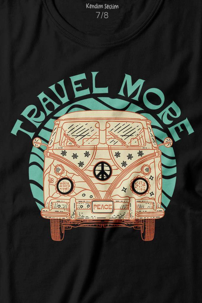 Travel More Woswos Retro Hippi 60S 70S Baskılı Tişört Çocuk T-shirt (1)