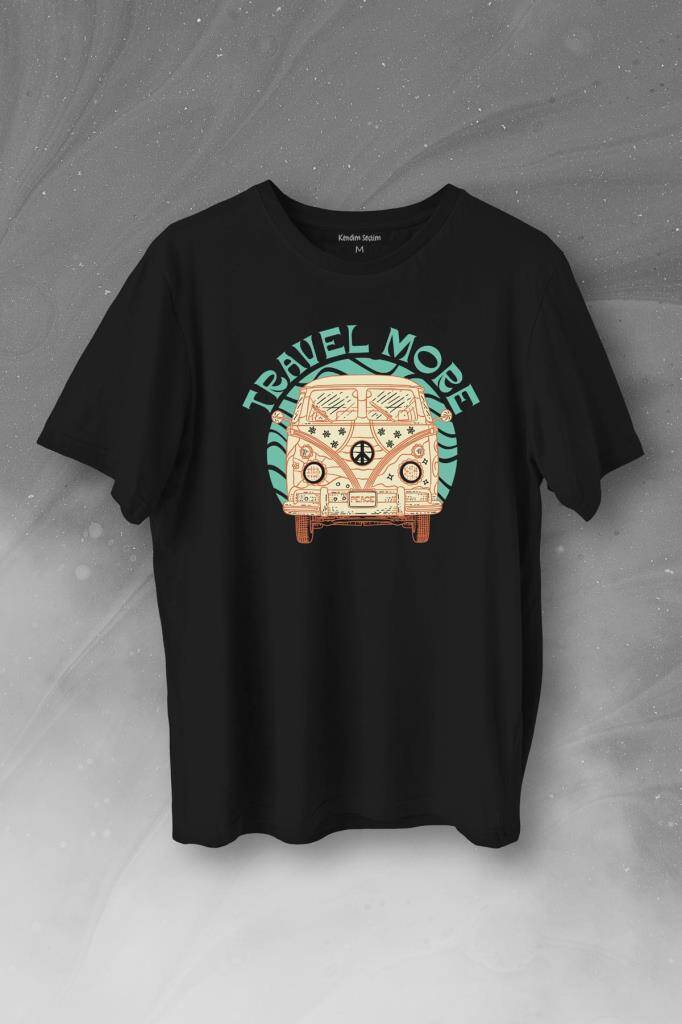 Travel More Woswos Retro Hippi 60S 70S Baskılı Tişört Unisex T-Shirt - 1