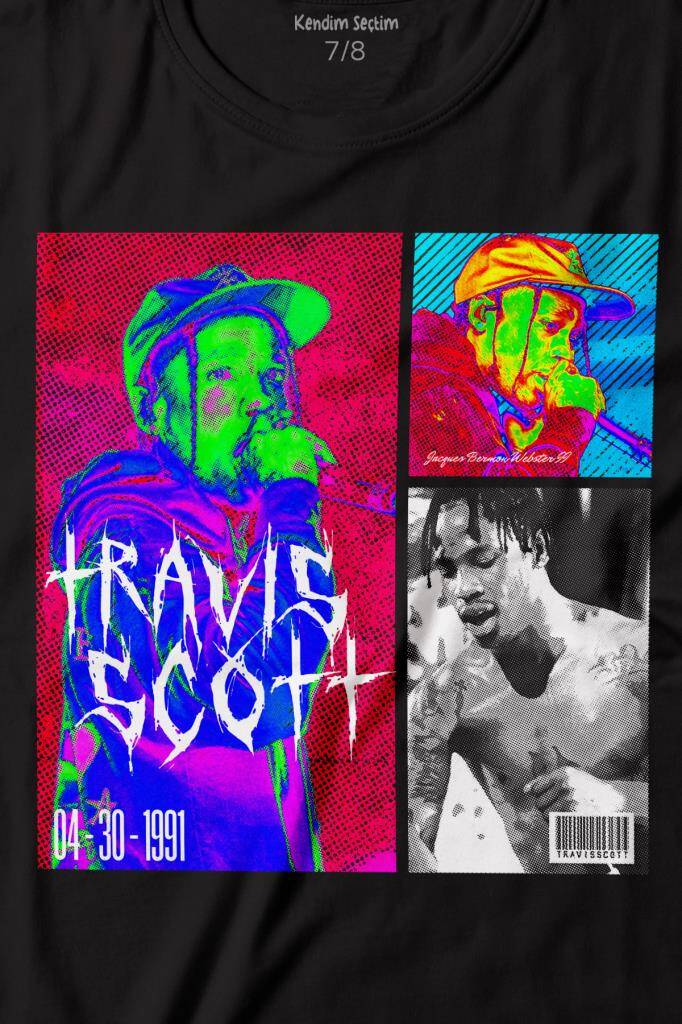 Travis Scott Rap Music Trap Müzik Sokak Hiphop Baskılı Tişört Çocuk T-shirt - 2