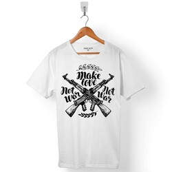 TÜFEK KELEŞ MAKE LOVE NOT WAR SAVAŞA HAYIR BARIŞ ERKEK TİŞÖRT - 1