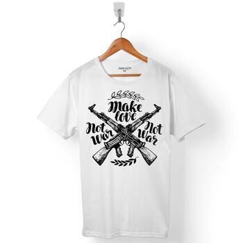 TÜFEK KELEŞ MAKE LOVE NOT WAR SAVAŞA HAYIR BARIŞ ERKEK TİŞÖRT - 1