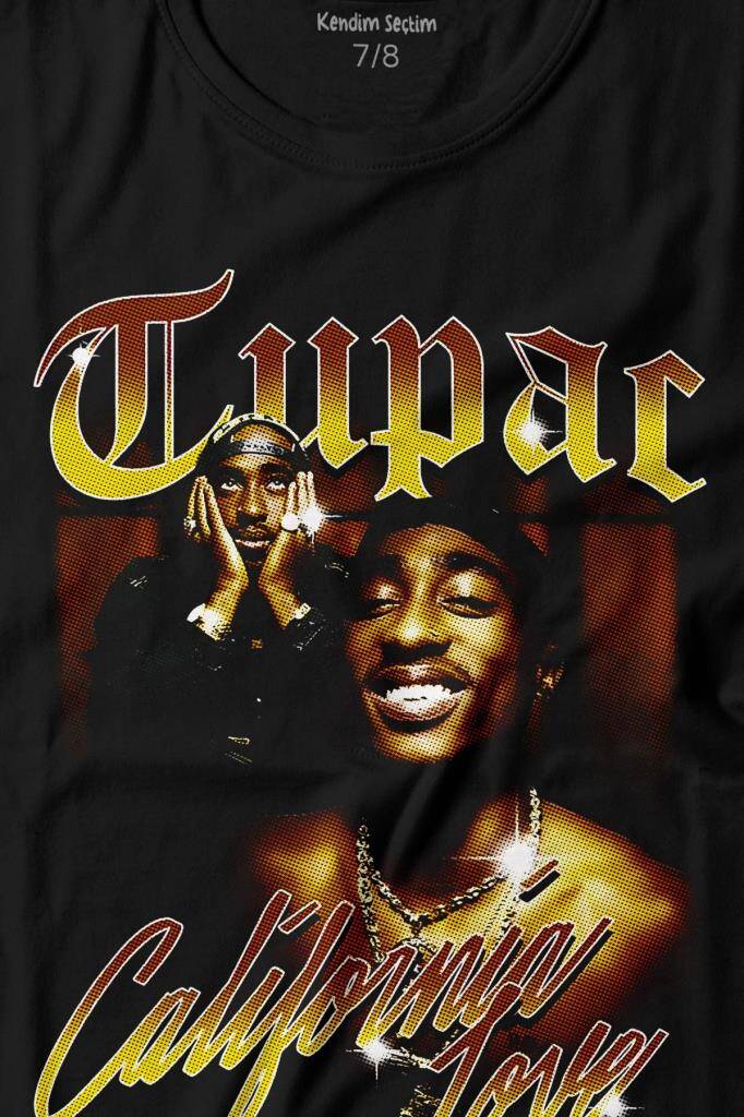 Tupac 2Pac Shakur Rap Music West Coast 90S Rap Baskılı Tişört Çocuk T-shirt (1)