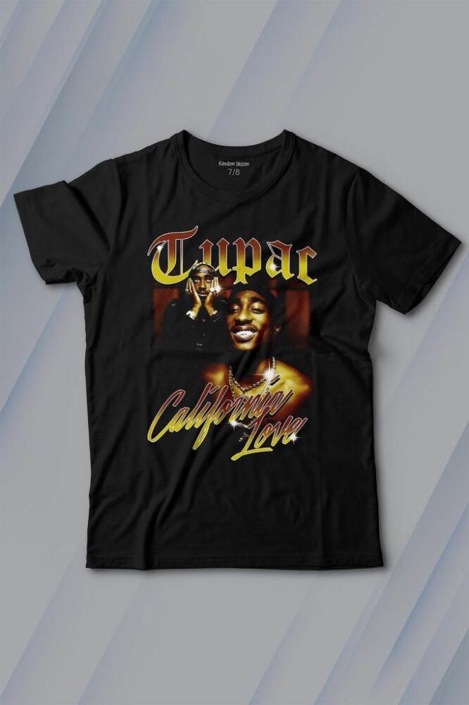 Tupac 2Pac Shakur Rap Music West Coast 90S Rap Baskılı Tişört Çocuk T-shirt - KENDİM SEÇTİM