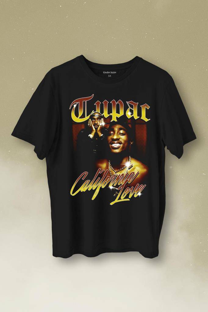 Tupac 2Pac Shakur Rap Music West Coast 90S Rap Baskılı Tişört Unisex T-Shirt - 1