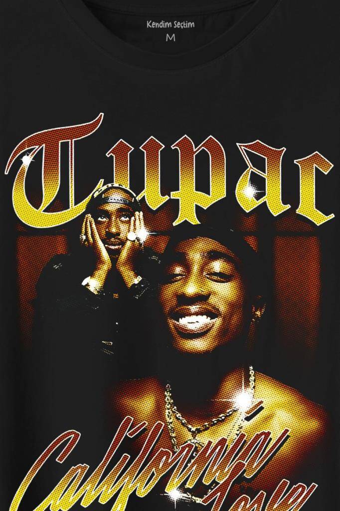 Tupac 2Pac Shakur Rap Music West Coast 90S Rap Baskılı Tişört Unisex T-Shirt (1)