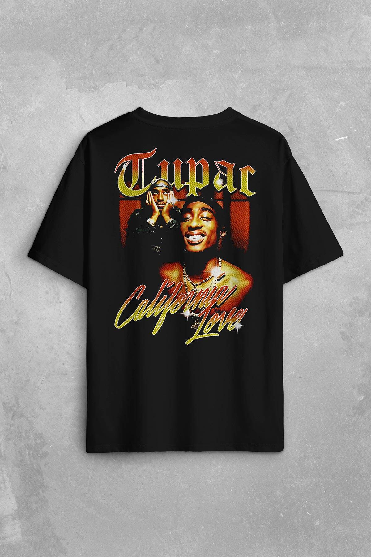 Tupac 2Pac Shakur Rap Music West Coast 90S Rap Sırt Ön Baskılı Oversize Tişört Unisex T-Shirt - 1