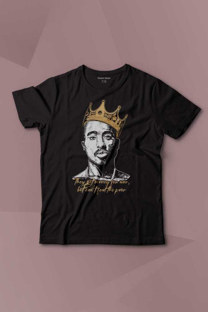 Tupac Hip Hop Rap Music 2Pac Baskılı Çocuk Tişört Kısa Kollu