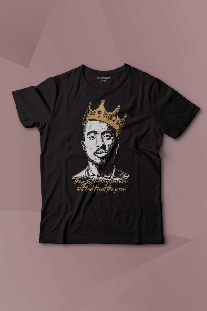 Tupac Hip Hop Rap Music 2Pac Baskılı Çocuk Tişört Kısa Kollu - KENDİM SEÇTİM