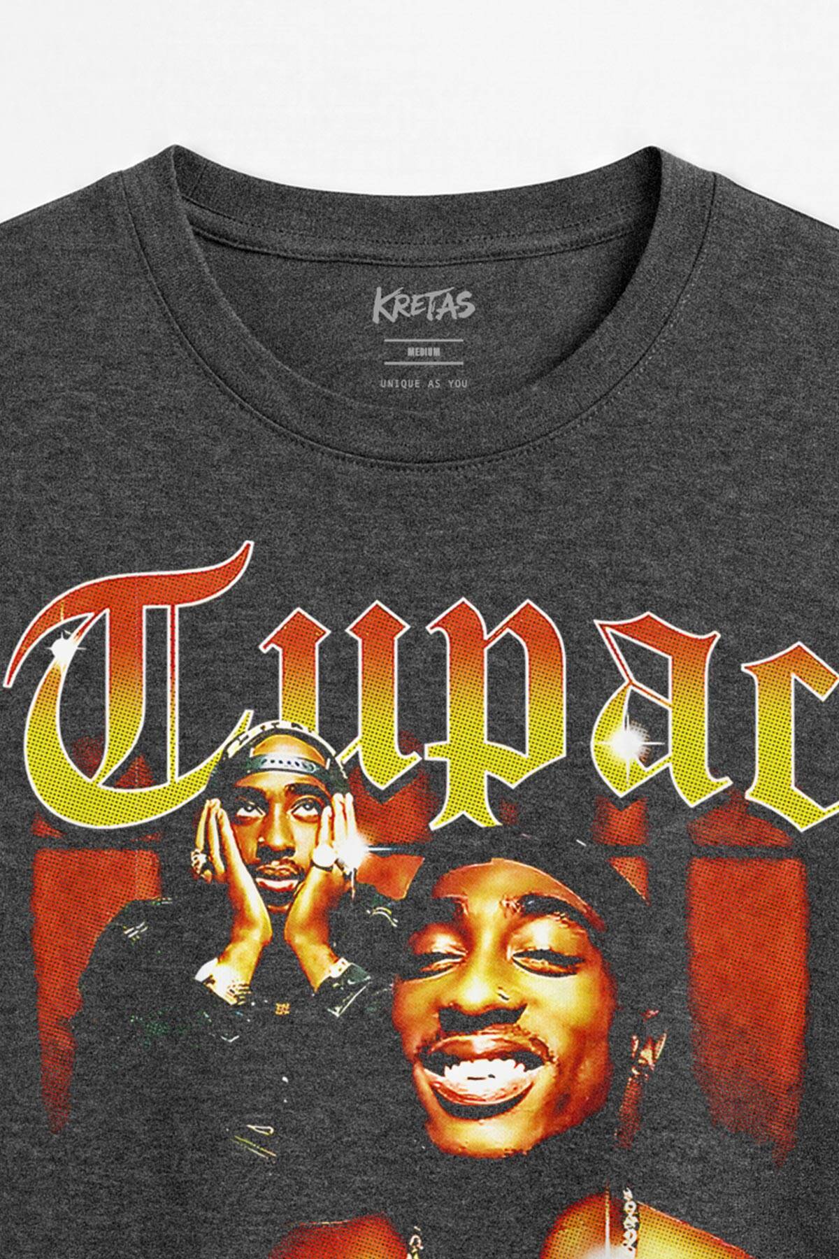 Tupac Shakur 2Pac California Love West Coast 90s Rap Music Unisex Regular Antrasit Melanj Tişört (1)