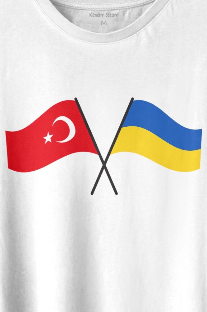 Turkey And Ukraine Türkiye Ve Ukrayna Dostluğu Savaşa Hayır Baskılı Tişört Unisex T-shirt - 2