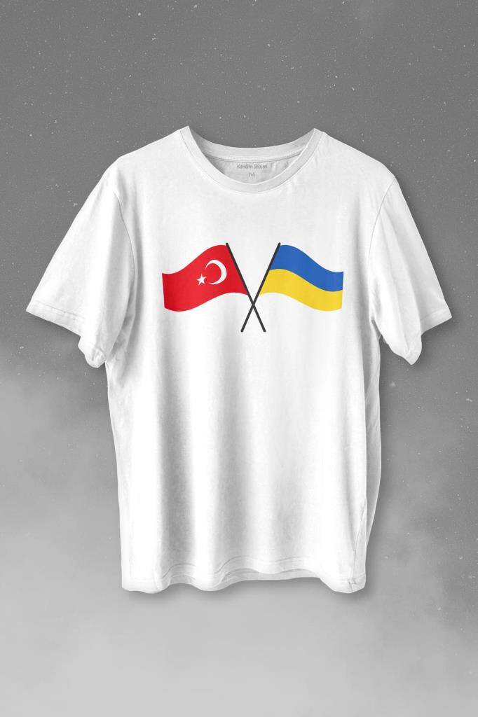 Turkey And Ukraine Türkiye Ve Ukrayna Dostluğu Savaşa Hayır Baskılı Tişört Unisex T-shirt - 1